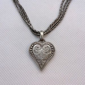 Brighton Three Layer Silver Heart Necklace